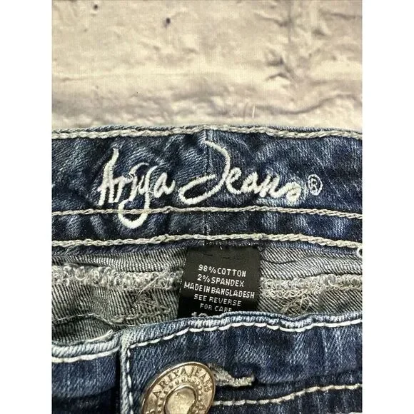 Women's Pre-Owned‎ Ariya Jean Shorts Size 13/14 Flap Pockets Embroideries - Picture 3 of 12